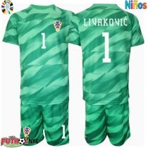 Camiseta Croacia Dominik Livakovic #1 Portero Visitante Equipación para niños Eurocopa 2024 manga corta (+ pantalones cortos)